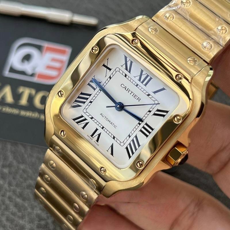 Cartier Santos Medium Yellow Gold with White Dial (35mm) Super clone