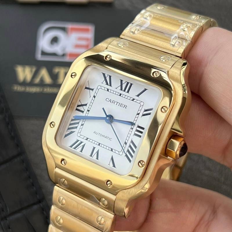 Cartier Santos Medium Yellow Gold with White Dial (35mm) Super clone