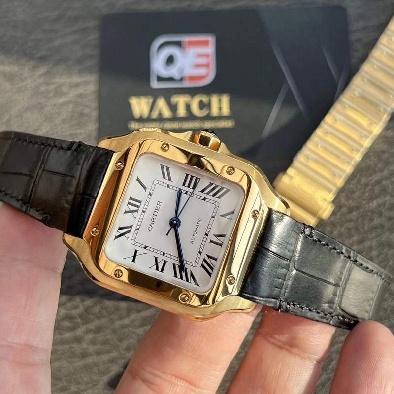 Cartier Santos Medium Yellow Gold with White Dial (35mm) Super clone