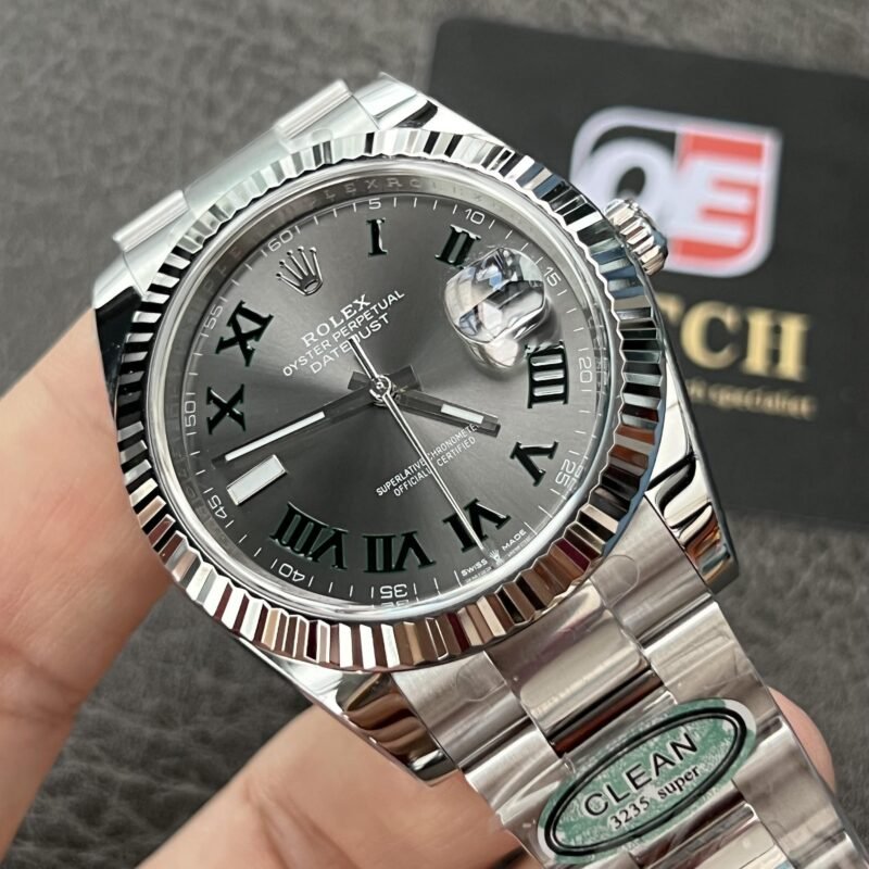 Rolex Datejust 41mm Stainless Steel 'Wimbledon' on Oyster with Fluted Bezel Super clone