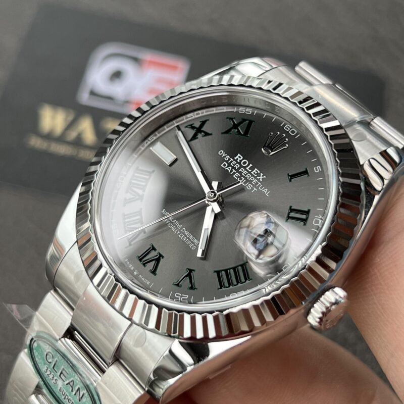 Rolex Datejust 41mm Stainless Steel 'Wimbledon' on Oyster with Fluted Bezel Super clone