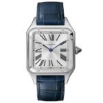 Cartier Santos Dumont WSSA0022 Quartz Movement Steel Silver Dial Blue Strap Super Clone