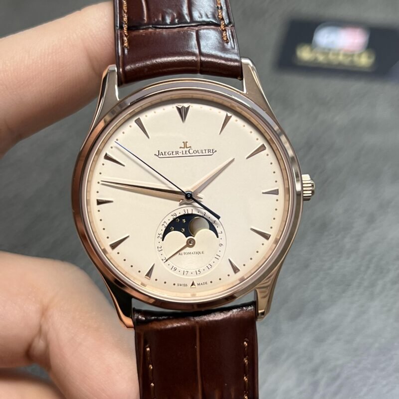 Master Ultra Thin Moon 1362520 RG Ivory Dial on Brown Leather Strap Super Clone