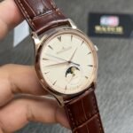 Master Ultra Thin Moon 1362520 RG Ivory Dial on Brown Leather Strap Super Clone