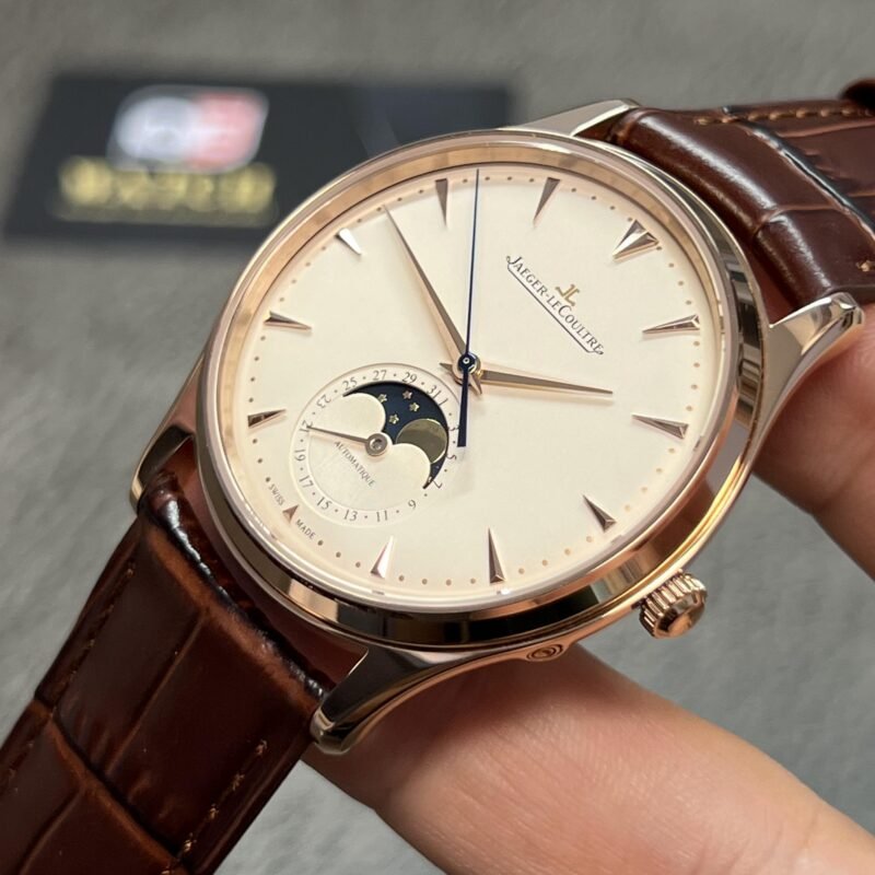 Master Ultra Thin Moon 1362520 RG Ivory Dial on Brown Leather Strap Super Clone