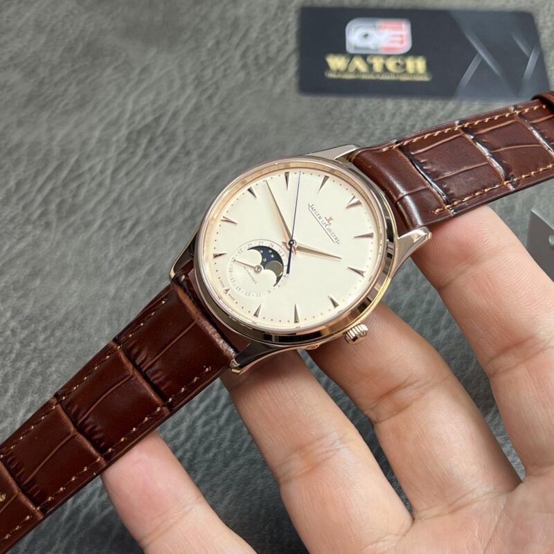 Master Ultra Thin Moon 1362520 RG Ivory Dial on Brown Leather Strap Super Clone