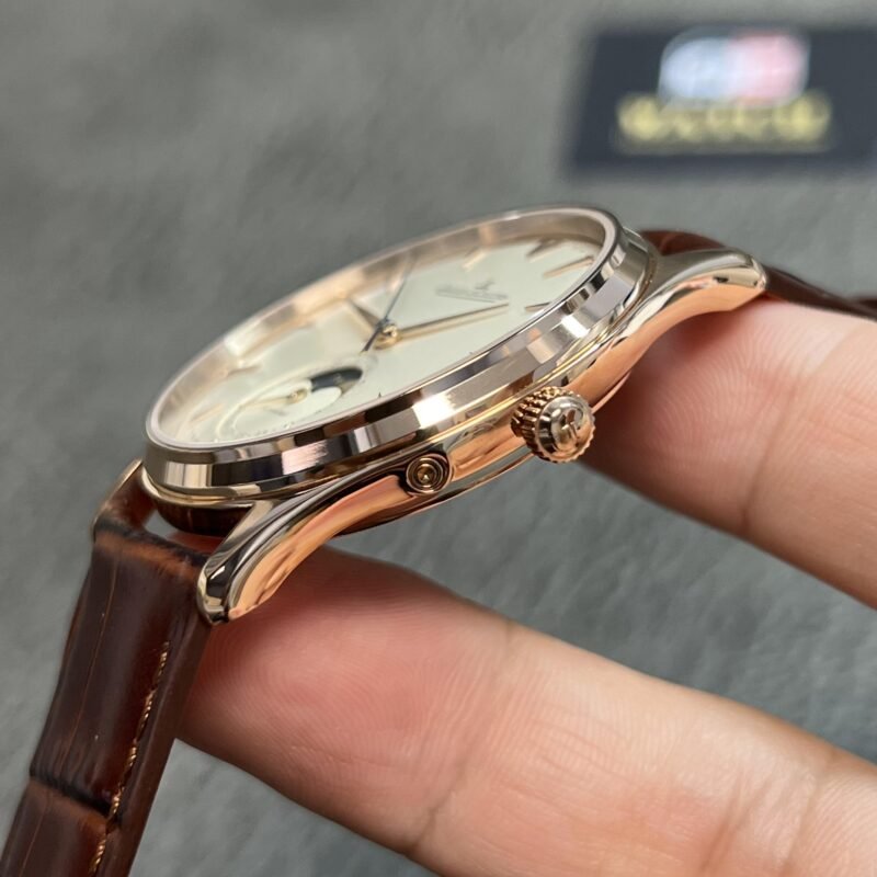 Master Ultra Thin Moon 1362520 RG Ivory Dial on Brown Leather Strap Super Clone