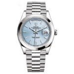 Rolex Day-Date m228206-0004 White gold Ice Blue Dial with Diagonal Motif Smooth Bezel President bracelet (40mm) Super Clone