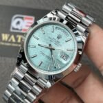 Rolex Day-Date m228206-0004 White gold Ice Blue Dial with Diagonal Motif Smooth Bezel President bracelet (40mm) Super Clone