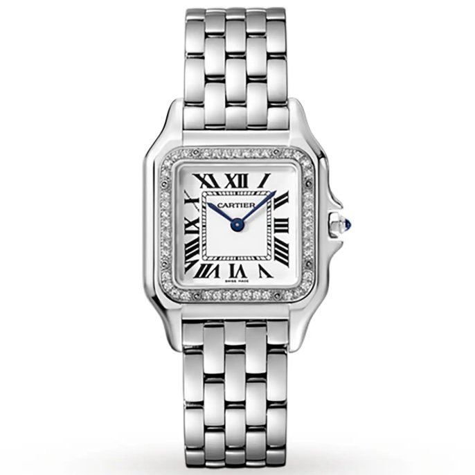 Panthère De Cartier women watch W4PN0008 Medium Model Quartz Movement Steel Diamonds（27×37mm）Super clone