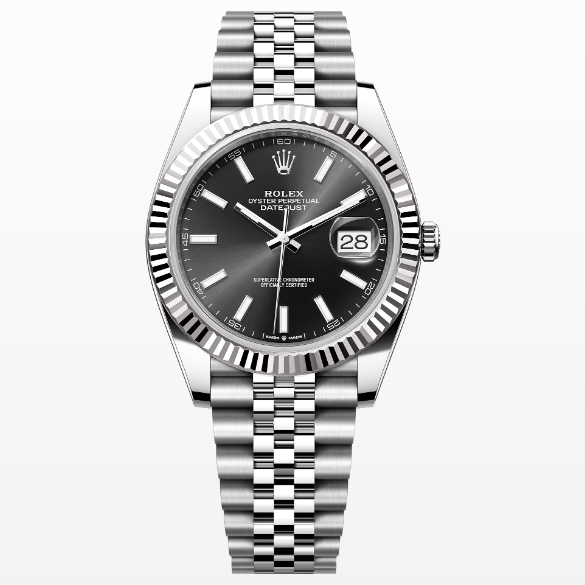 Rolex Datejust 41mm/36mm Stainless Steel on Jubilee with Black Dial and Fluted Bezel Replica