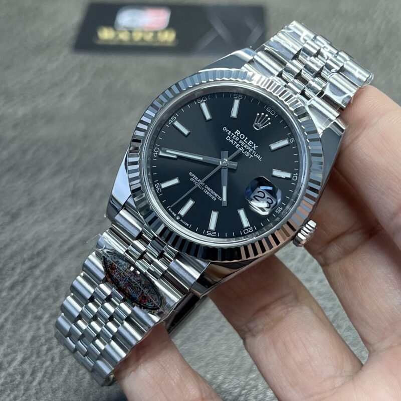 Rolex Datejust 41mm/36mm Stainless Steel on Jubilee with Black Dial and Fluted Bezel Replica