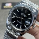 Rolex Datejust 41mm/36mm Stainless Steel on Jubilee with Black Dial and Fluted Bezel Replica