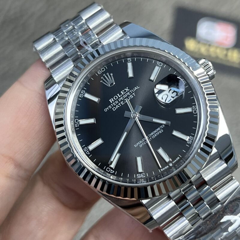 Rolex Datejust 41mm/36mm Stainless Steel on Jubilee with Black Dial and Fluted Bezel Replica