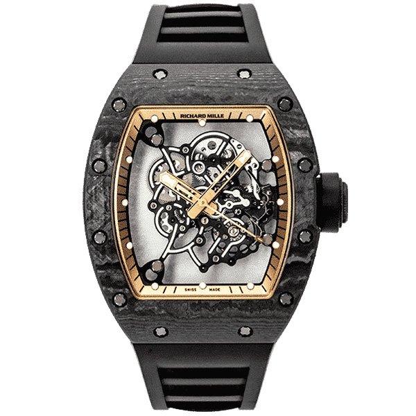 Richard Mille RM055 Black Carbon Skeleton dial Black Rubber Strap Super Clone