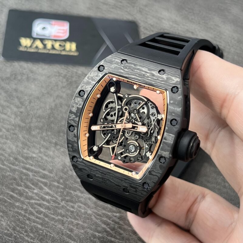 Richard Mille RM055 Black Carbon Skeleton dial Black Rubber Strap Super Clone