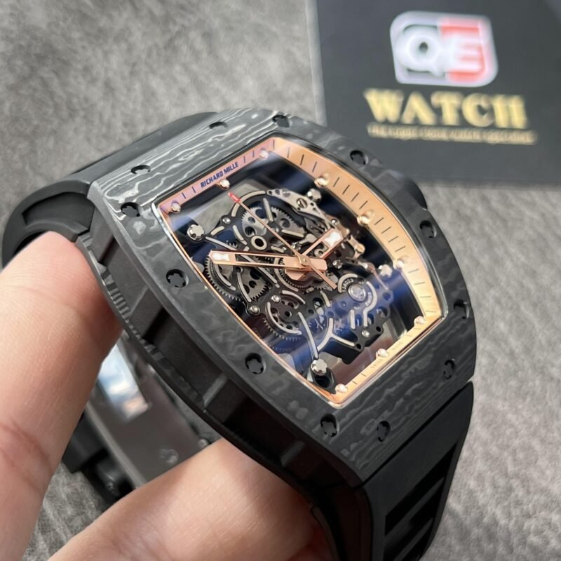 Richard Mille RM055 Black Carbon Skeleton dial Black Rubber Strap Super Clone