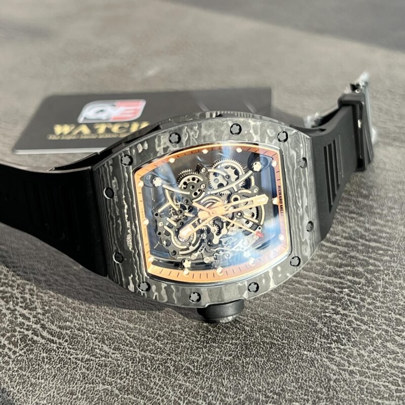 Richard Mille RM055 Black Carbon Skeleton dial Black Rubber Strap Super Clone