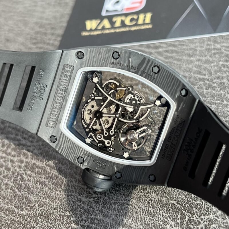 Richard Mille RM055 Black Carbon Skeleton dial Black Rubber Strap Super Clone