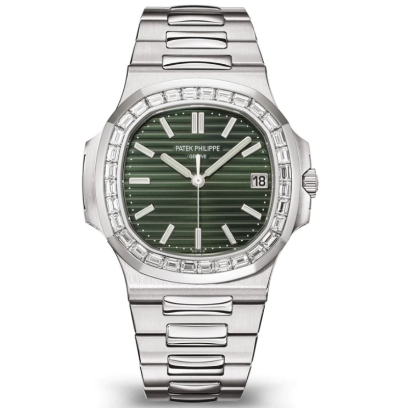 Patek Philippe Nautilus Stainless Steel with Green Dial and Diamond Bezel (40mm) Super Clone