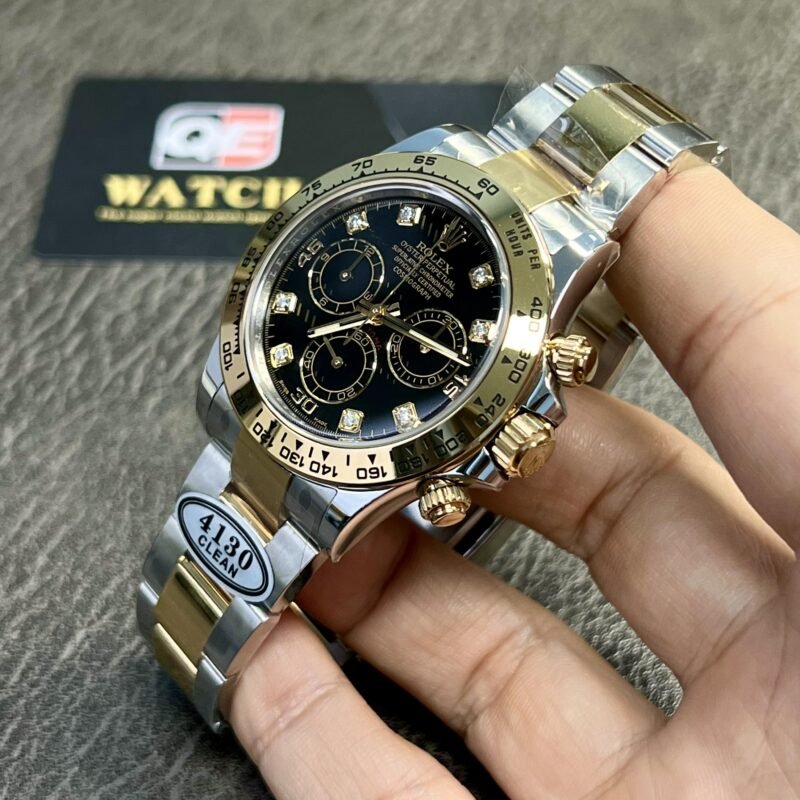 Rolex Cosmograph Daytona Two Tone Yellow Gold & Steel with Diamond Black Dial Replica