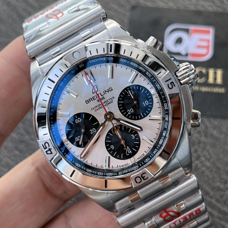 BREITLING Chronomat B01 42mm Silver Dial With stainless steel Strap AB0134101G1A1 Top replica