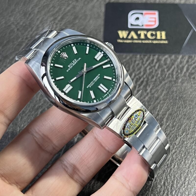 Rolex Oyster Perpetual 41mm/36mm M124330 Stainless Steel with Green Dial Oystersteel Top Replica