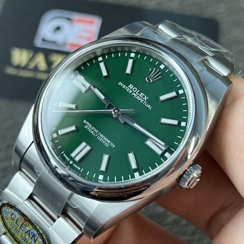 Rolex Oyster Perpetual 41mm/36mm M124330 Stainless Steel with Green Dial Oystersteel Top Replica