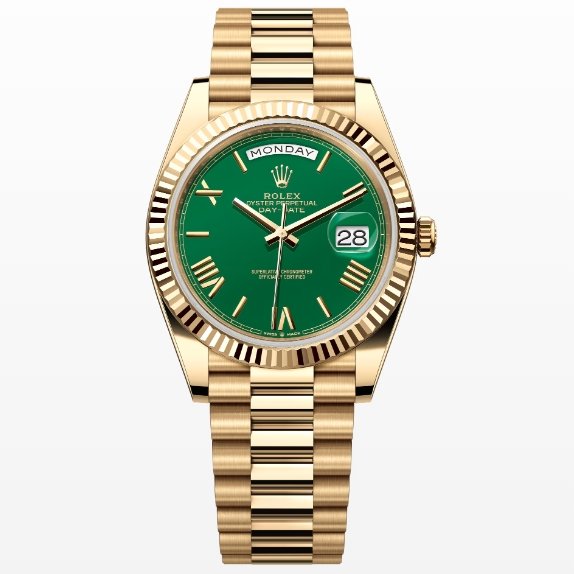 Rolex Day-Date m228238-0061 Yellow gold with Green Dial (Roman Numerals) President bracelet (40mm) Super Clone