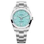 Rolex Oyster Perpetual 41mm/36mm M124330 Stainless Steel with 'Tiffany' with Blue Turquoise Dial Oystersteel Top Replica