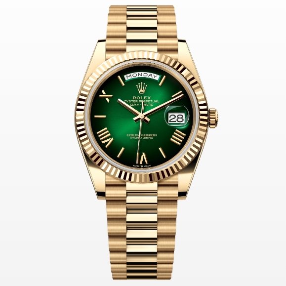 Rolex Day-Date m228238-0069 Yellow gold with Green Ombré Dial (Roman Numerals) President bracelet (40mm) Super Clone