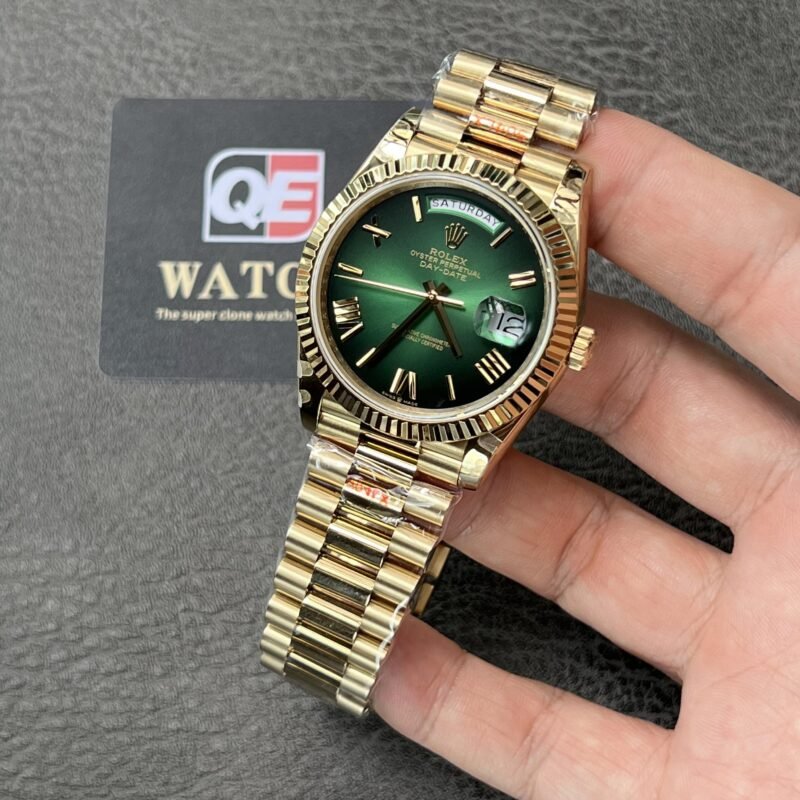 Rolex Day-Date m228238-0069 Yellow gold with Green Ombré Dial (Roman Numerals) President bracelet (40mm) Super Clone