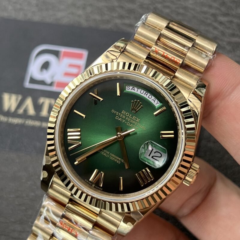 Rolex Day-Date m228238-0069 Yellow gold with Green Ombré Dial (Roman Numerals) President bracelet (40mm) Super Clone