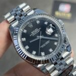 Rolex Datejust 41 Stainless Steel on Jubilee with Diamond Black Dial and Fluted Bezel Replica