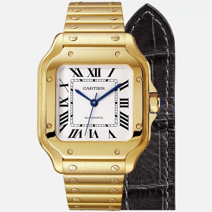 Cartier Santos Medium Yellow Gold with White Dial (35mm) Super clone