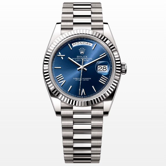 Rolex Day-Date m228239-0007 White gold with Blue Dial (Roman Numerals) President bracelet (40mm) Super Clone