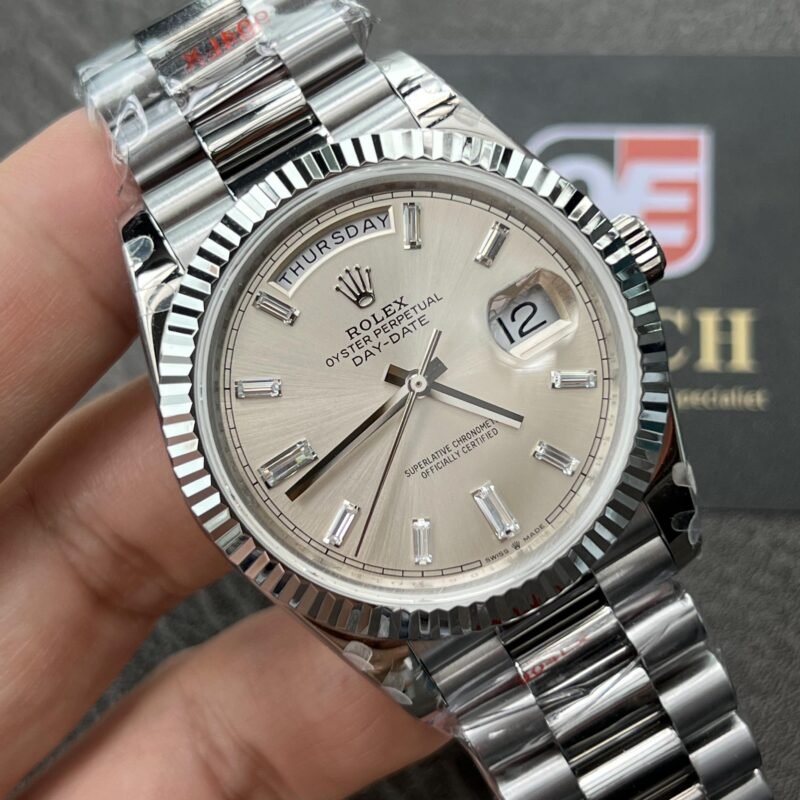 Rolex Day-Date m228239-0003 White gold with Silver diamond-set Dial President bracelet (40mm) Super Clone